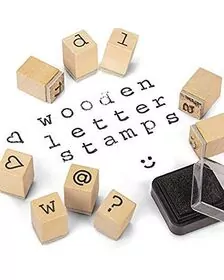 Set tusiera si stampile din lemn - Alfabet