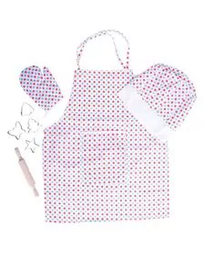 Set sortulet si accesorii alb cu buline