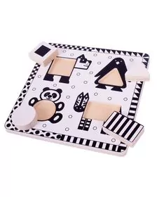 Puzzle alb-negru - animale si forme