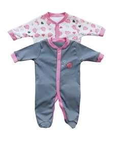 Set 2 bucati salopeta cu maneca lunga Pink Elephant 18-24 luni