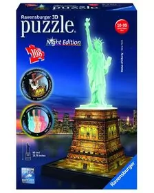 Puzzle 3D Luminos Statuia Libertatii, 108 Piese