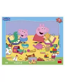 Puzzle cu rama - La joaca cu Peppa Pig (12 piese)