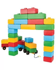 Jucarie Pilsan Cuburi de construit Brick Blocks and Car Set 43 piese