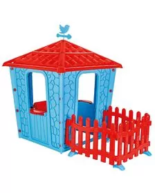 Casuta cu gard pentru copii Pilsan Stone House with Fence blue