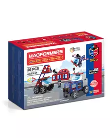 Set magnetic de construit- Magformers, masini de interventie