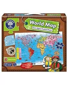 Puzzle si poster Harta lumii (limba engleza 150 piese) WORLD MAP PUZZLE & POSTER