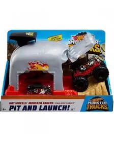 HOT WHEELS LANSATOR MONSTER TRUCK CRANIUL CU DOUA MASINUTE