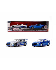 SET MASINUTE METALICE FAST & FURIOUS BRIAN'S NISSAN SKYLINE GT-R(BNR34) SCARA 1 LA 32