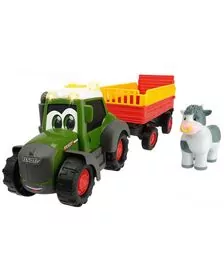 Tractor Dickie Toys Happy Fendt Animal Trailer cu remorca si figurina vaca