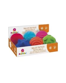 Set 6 mingiute colorate tactile din cauciuc natural, 10 cm, Rubbabu