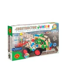 Set constructie 102 piese din lemn Constructor Junior- Masina de tractat 3 in 1, +4 ani, Alexander