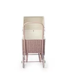 Carucior papusi ratan retro roz pudra cu saltea inclusa, +3 ani, byASTRUP