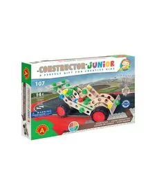 Set constructie 107 piese din lemn Constructor Junior-Masina Sport 3in1, +4 ani, Alexander