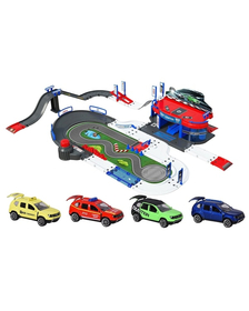 Pista de masini Majorette Creatix Dacia Duster Test Center cu 4 masinute
