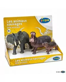 PAPO SET ANIMALE SALBATICE ELEFANT, HIPOPOTAM SI HIPOPOTAM PUI