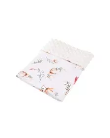 Paturica model flori de bumbac si plus minky crem 80x80 cm