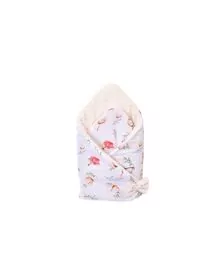 Paturica de infasat Flori de bumbac si minky crem 80x80 cm