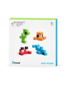 Set joc constructii magnetice PIXIO Mini Ocean, 75 piese, aplicatie gratuita iOS sau Android