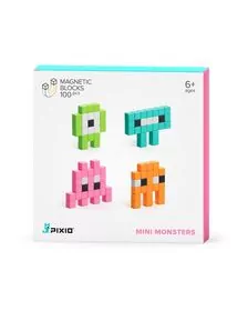 Set joc constructii magnetice PIXIO Mini Monsters, 100 piese, aplicatie gratuita iOS sau Android
