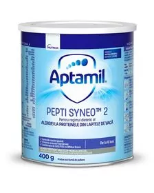 Lapte praf Nutricia pentru alergii si intolerante usoare, Aptamil Pepti 2 DHA, 400g, 6luni+