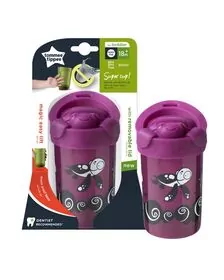 Cana Tommee Tippee No Knock Large cu capac, 300 ml, 18 luni +, Broscuta testoasa mov, 1 buc