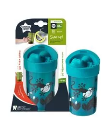 Cana Tommee Tippee No Knock Large cu capac, 300 ml, 18 luni +, Soparlita verde, 1 buc