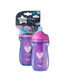 Explora Cana cu pai izoterma, Tommee Tippee, 260 ml, Inimioara Mov