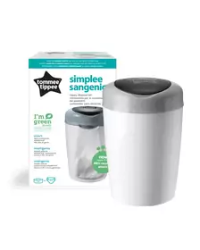 Cos pentru scutece Tommee Tippee Sangenic Simplee Reciclabil, Alb / Gri