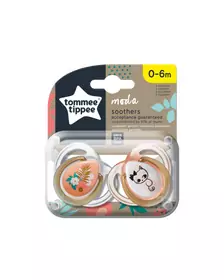 Suzeta ortodontica Tommee Tippee Moda, 0-6 luni, Alb / Portocaliu, 2 buc