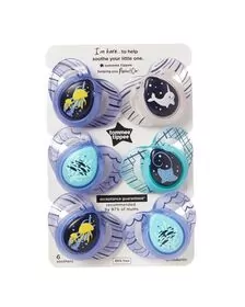 Suzeta ortodontica de noapte Tommee Tippee, 6-18 luni, Multicolor, 6 buc