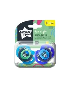 Suzeta ortodontica de zi Tommee Tippee Fun, 0-6 luni, Pisica si Caine, 2 buc