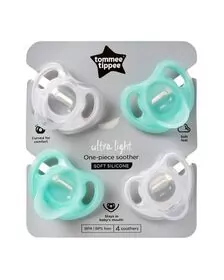 Suzeta ortodontica Tommee Tippee Ultra Light, 0-6 luni, Transparent-Turcoaz, 4 buc