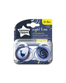 Suzeta ortodontica de noapte Tommee Tippee, 0-6 luni, Narval, 2 buc