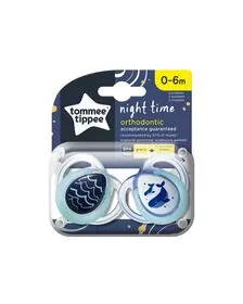 Suzeta ortodontica de noapte Tommee Tippee, 0-6 luni, Balenute, 2 buc