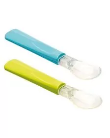 Thermobaby- Set 2 lingurite cu varf din silicon verde/turcoaz