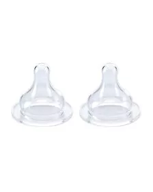 Set 2 tetine silicon pentru biberon cu gat larg debit variabil 0 - 18 LUNI