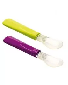 Thermobaby- Set 2 lingurite cu varf din silicon verde/mov