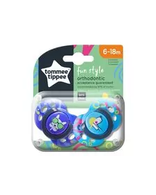 Suzeta ortodontica de zi Tommee Tippee Fun, 6-18 luni, Caine, 2 buc