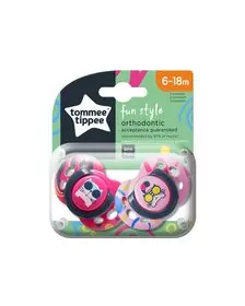 Suzeta ortodontica de zi Tommee Tippee Fun, 6-18 luni, Pisica, 2 buc