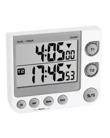 Timer si cronometru digital dual, 100 ore, LED de avertizare, memorie, volum reglabil, alb, TFA 38.2025