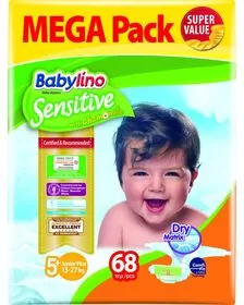 Scutece Babylino Sensitive Megapack Junior Plus N5+ 68 buc