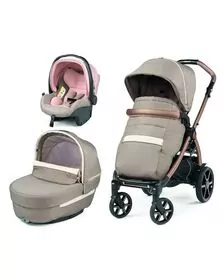 Carucior 3 in 1 Peg Perego Book, Primoviaggio SL,  0 - 22 kg, Mon Amour, Bej / Roz