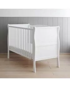 Patut din lemn pentru bebe, inaltime saltea reglabila, Noble Alb 120x60 cm