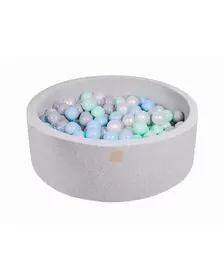 Piscina uscata cu 200 de bile (Alb perlat, Gri, Transparent, Mint, Babyblue) MeowBaby  , 90x30 cm, Gri Deschis