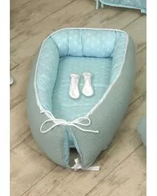 AMY - Suport de dormit Babynest, Reversibil, 70x45 cm, Origami Waffle Verde