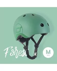 Casca de protectie pentru copii, sistem de reglare magnetic cu led, S-M, 51-55 cm, 3 ani+, Forest, Scoot  Ride