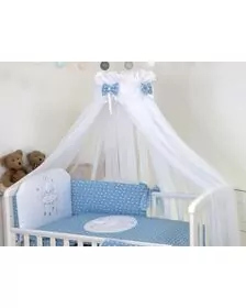 AMY - Baldachin din tul, Sky Bunny Blue, Suport de prindere inclus, 600x160 cm