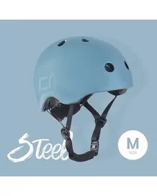 Casca de protectie pentru copii, sistem de reglare magnetic cu led, S-M, 51-55 cm, 3 ani+, Steel, Scoot  Ride