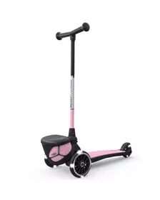 Trotineta copii pliabila cu roti luminoase, suport jucarie, Highwaykick 2 Lifestyle Rose Reflectorizant, 2 ani +, pana la 50 kg, Scoot  Ride