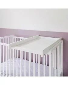 Masa de infasat din lemn, atasabila la patut bebe 120x60 si 140x70 cm, Alb, 86 x 51 x 7 cm